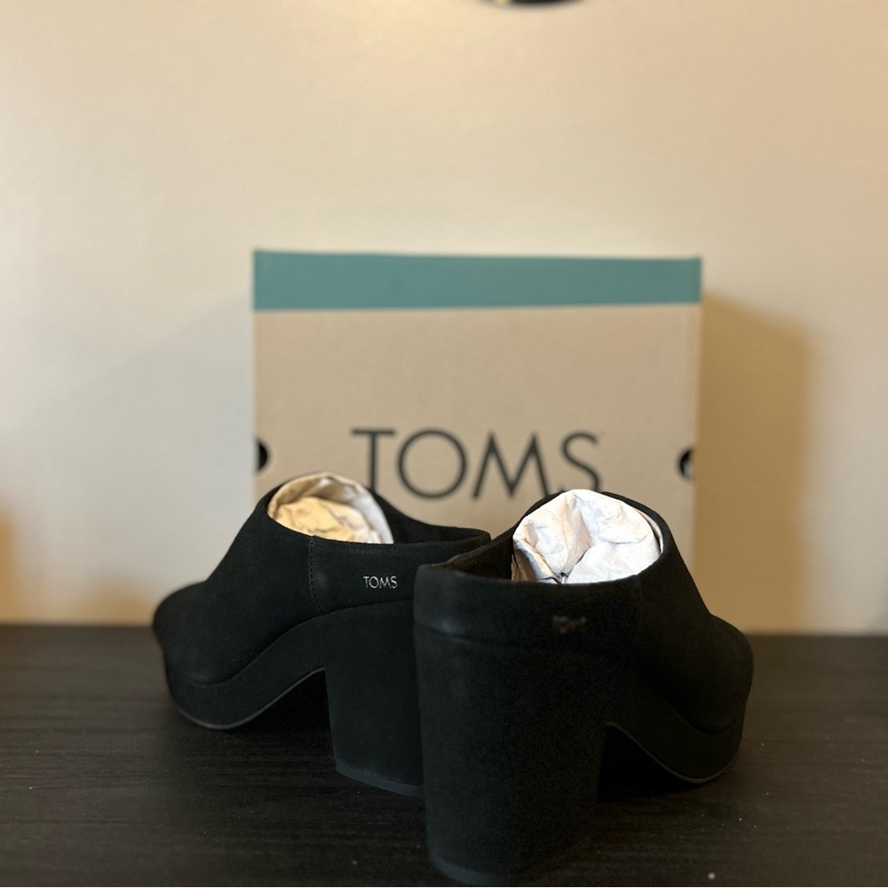 Black Suede TOMS Heels